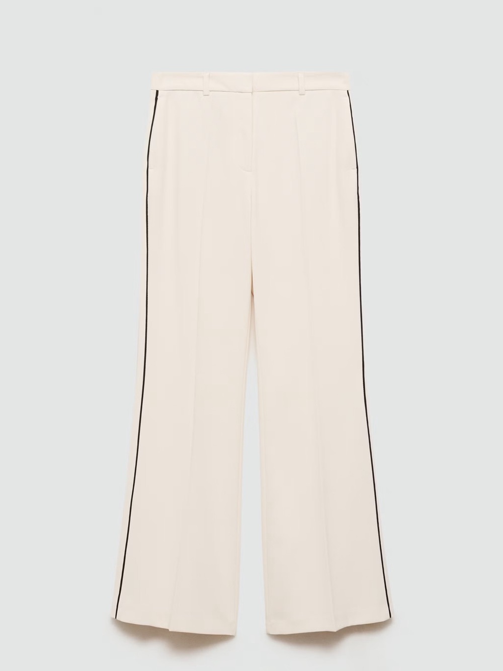 New WIDE LEG STRIPED TROUSERS Wide-Leg Cream  Stripe Pants